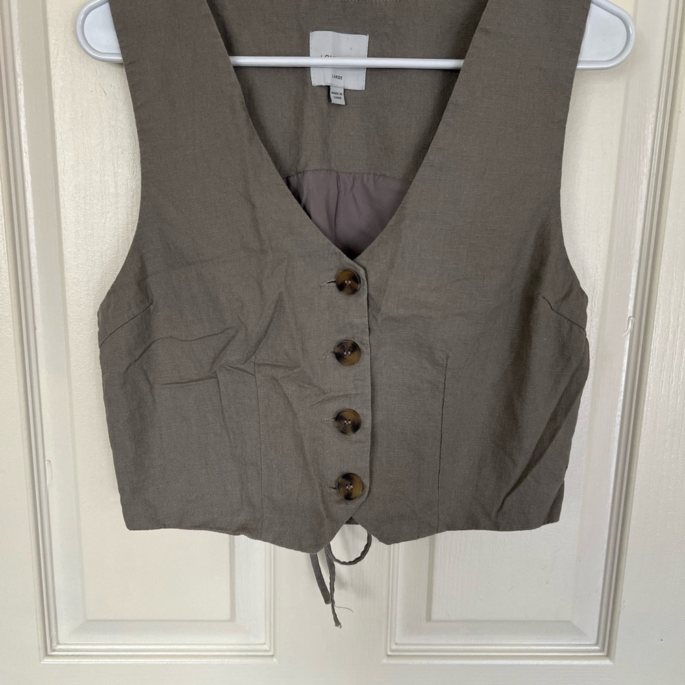 Love Tree Olive Green Button Front Vest
